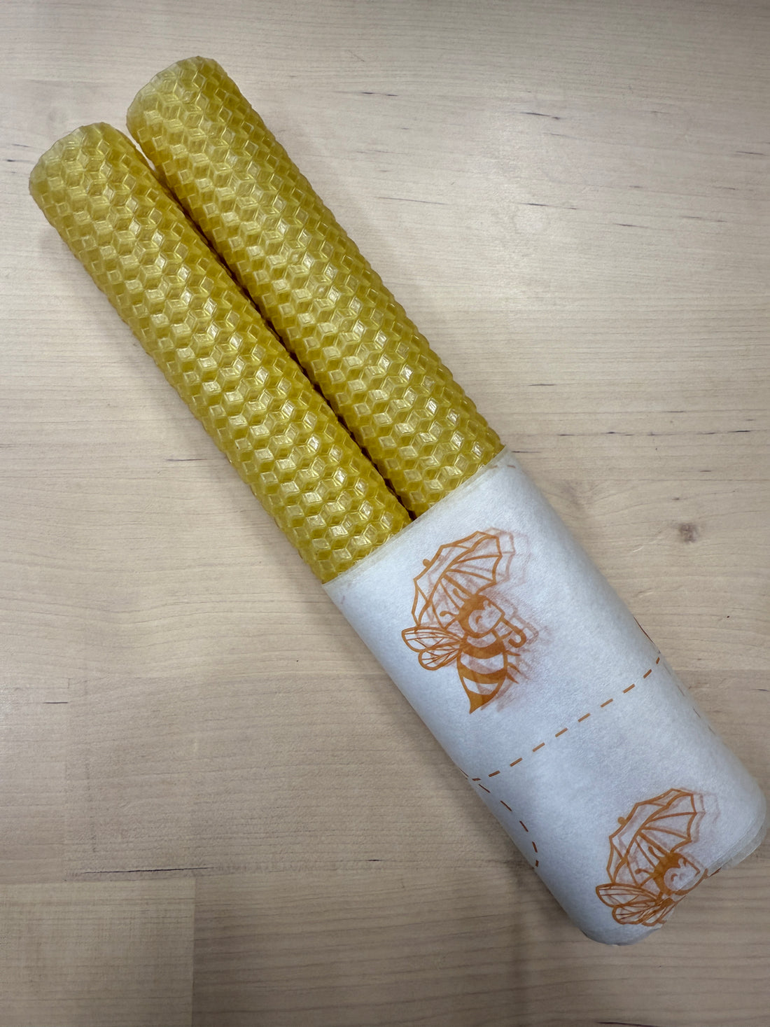 Rolled beeswax candle pair