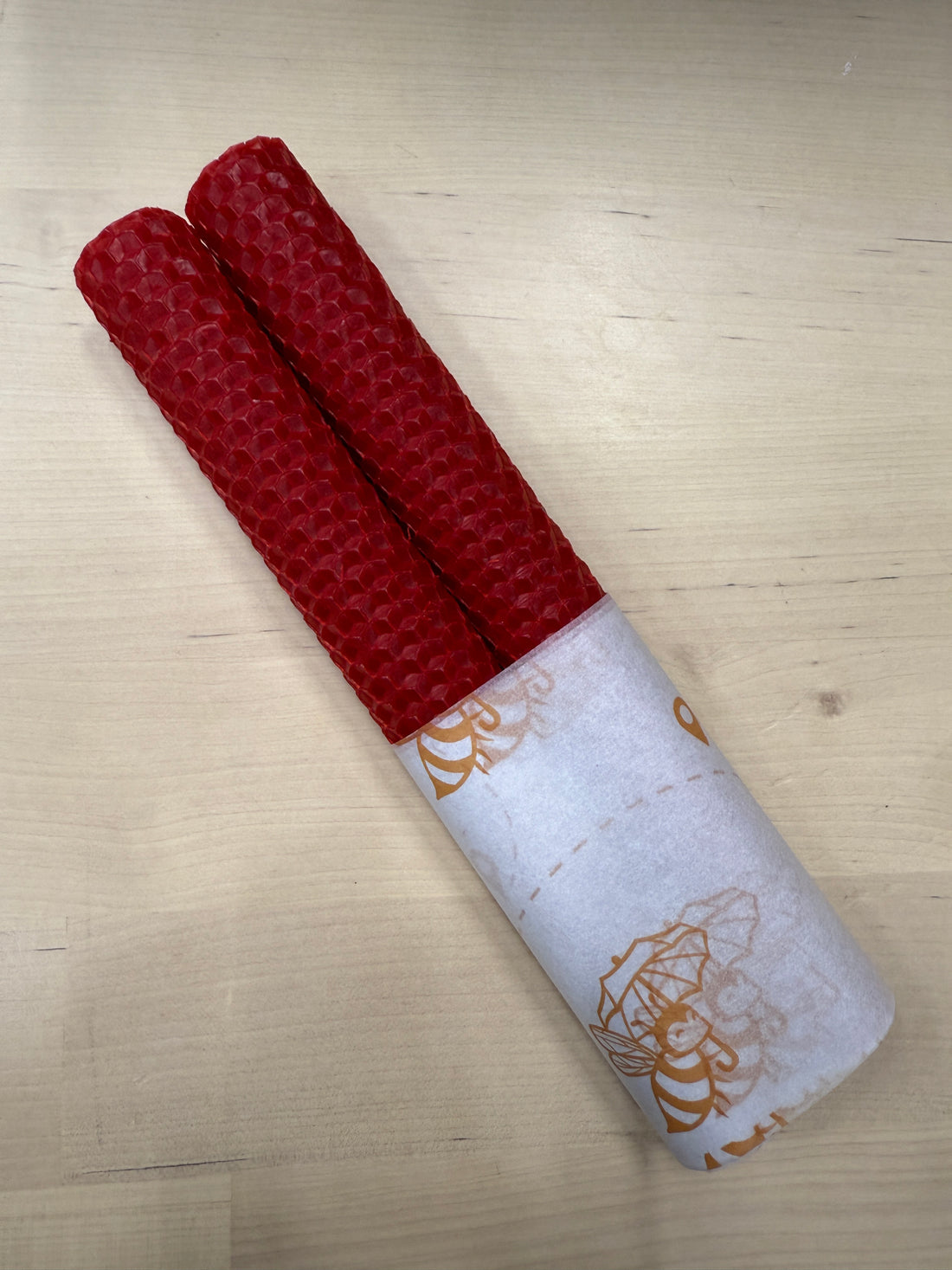Rolled beeswax candle pair