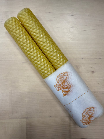Rolled beeswax candle pair