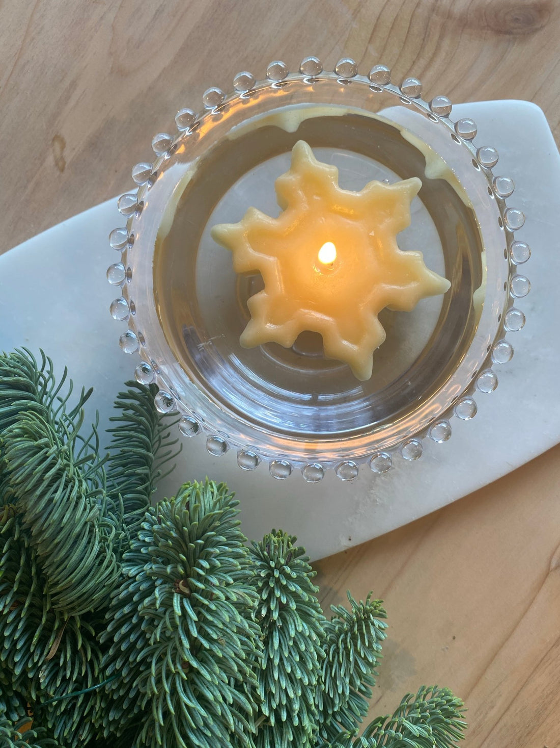 Beeswax Floating Snowflake Candle