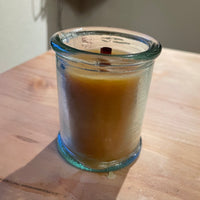 Recycled Glass Wood Wick Beeswax Candle